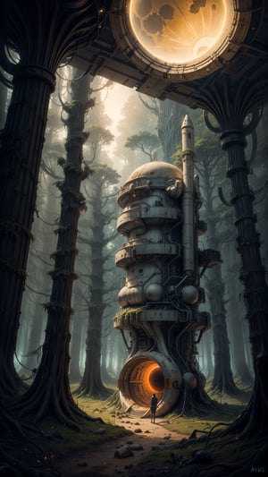 Astronaut, forest, Portal to another WORLD, Science fiction, astronaut girls, spaceships, celestial vault, yellow suns