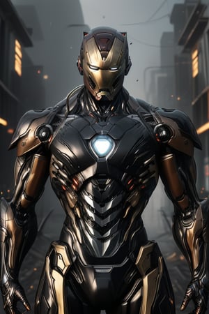 Delve into the intricate world of Iron Man's suits, exploring not only his powers but also the materials used, the colors chosen and the special features that make each suit unique in the Marvel Cinematic Universe. Iron Man Mark XLV - L Suit Specifications: Power: Integration of nanotechnology for adaptive capabilities. Materials: Nanotechnology and specialized alloys. Colors: Black and gold. Special Features: Self-healing functions, enhanced strength, and energy manipulation.

verybadimagenegative_v1.3, ng_deepnegative_v1_75t, (ugly face:0.8), cross-eyed, sketches, (worst quality:2), (low quality:2), (normal quality:2), low resolution, normal quality, ((monochrome)), ((grayscale)), skin spots, acne, skin blemishes, bad anatomy, DeepNegative, facing away, head tilted, {Multiple people}, low resolution, bad anatomy, bad hands, text, error, fingers missing, extra digits, less digits, cropped, worst quality, low quality, normal quality, jpegartifacts, signature, watermark, username, blurry, bad feet, bad drawn hands, bad drawn face, mutation, warped, worst quality , normal quality, jpeg artifacts, signature, watermark, extra fingers, fewer digits, extra limbs, extra arms, extra legs, malformed limbs, fused fingers, too many fingers, long neck, cross-eyed, mutated hands, low polar resolution, evil body, bad proportions, disgusting proportions, text, mistake, missing fingers, missing arms, missing legs, extra digit, extra arms, extra leg, extra foot, ((repetitive hair))

Ironman android (((black))), androgynous, slightly surprised expression, emerald eyes, his body being assembled in a laboratory with white walls or domed shapes, the pieces of his mechanical body black. rise through mechanical arms from a puddle of liquid beneath his body, epic style,Android,android,Cyborg,robot,Science Fiction,Futuristic,FuturEvoLabCyberpunk,ironman, shiny black armor, intricate details, full HD, Iron Man Mark XLV - L suit specifications: Power: Integration of nanotechnology for adaptive capabilities. Materials: Nanotechnology and specialized alloys. Colors: Black with silver details. Special features: Self-healing functions, enhanced strength and energy manipulation, (((black armor))), shiny metallic sparks invading the background