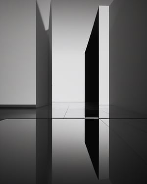 minimalism, architecture, reflections, mirror, black and white photography, silence, moonlight, shadows, 