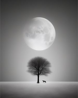 Andy Fairhurst style, (minimalism:1.5), black and white photography, (moon:1.5), 