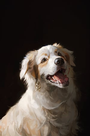 2D anime-style portrait,(1 dog),(((bordercollie))), (beautiful brown and white fur),expressive, bright eyes, beautiful eyes, (looking at the viewer), playful and intelligent personality, Emphasize vibrant, colorful background, intricate details in the fur, black nose, composition