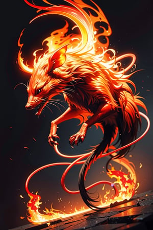 (masterpiece)), (best quality), (((16K, UHD))), a mythical creature known as the "Fire Mouse," flaming rat