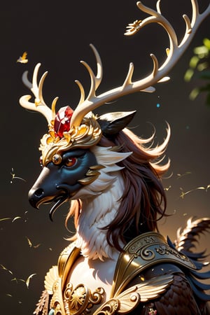 (masterpiece)), (best quality), (((16K, UHD))),
(monster),a mythical creature,((mixture of bird and deer,[bird head])),beak, hybrid creature,carrying mystical and magical symbolic significance
