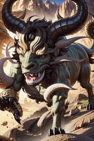 (masterpiece)), (best quality), (((16K, UHD))),
mythology, beast, hybrid from various animals. appearance of a bull,(having four horns), and one eye, (eats people)