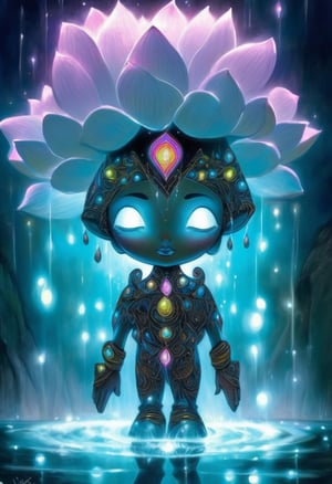 Bioluminescence, Blooming Lotus drawing, Lotus and symbol for fairy dust, power, divine Aura vibrant, comic with superhero Black girls and 7 chakras themes, consciousness shift, ascension, super powers, Divine spirit as an everlasting drop of energy, lots of light as power