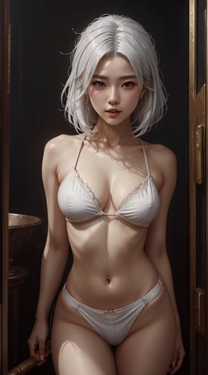 Close-up of a woman with white hair, beautiful figure painting, Guvitz, Guwiz style artwork, white-haired god, Yang J, epic fine character art, stunning character art, Fan Qi, Wu Jun Shifan, Guwiz in Pixiv Art Station