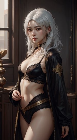 Close-up of a woman with white hair, beautiful figure painting, Guvitz, Guwiz style artwork, white-haired god, Yang J, epic fine character art, stunning character art, Fan Qi, Wu Jun Shifan, Guwiz in Pixiv Art Station