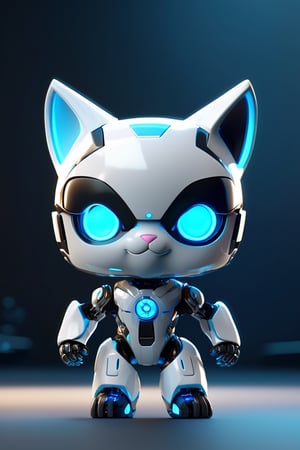 (masterpiece), (science fiction:1.4), high_res, 4k, ai robot cat maskot, (base colour white) (black) (light blue), face made from screen, cute, smile, (((tensor art logo on her chest))), tech lab background, intricate mech details, ground level shot, 8K resolution, Cinema 4D, Behance HD, polished metal, shiny, Unreal Engine 5, rendered in Blender, sci-fi, futuristic, trending on Artstation, epic, cinematic background, dramatic, ((Painting a work of art in front of the camera:1.5)),atmospheric,full_body portrait, movie still, action_pose, cyborg style, chibi, ,DonMCyb3rN3cr0XL ,