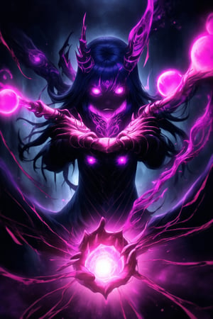 "Dark Sorceress gwentennyson Forbidden Power":
((gwentennyson, long red hair)), now twisted by dark magic, stands menacingly in her corrupted form. Her once-vibrant violet mage attire has transformed into a shadowy, tattered robe, pulsating with forbidden runes and dark flames. Her eyes glow with an ominous purple hue, and her expression is one of cruel dominance. In one hand, she clutches a cursed, blackened grimoire with glowing violet symbols that pulse with dark energy. Her other hand conjures an ominous ball of dark magic, swirling with shadowy tendrils and streaks of purple lightning.
The background is a dark, shattered void, filled with jagged cracks that leak sinister energy. Magic circles of forbidden glyphs spin around her, their deep purples and blacks contrasting against the darkened backdrop. Glistening, arcane chains twist and writhe in the air, like serpents of shadow, while forbidden runes and sigils shimmer in the darkness. Faint whispers of tortured souls emanate from the chaotic magical storm surrounding her. Streaks of corrupted purple flames and black smoke rise from the ground, engulfing the entire scene in a sense of forbidden power. Sharp, electric effects and glowing dark orbs hover in the air, as Gwendolyn channels the full force of her dark sorcery. The entire image glows with an eerie, shadowy light, casting deep, high-contrast shadows, and creating a menacing, oppressive atmosphere.,