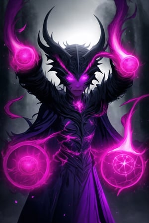 "Dark Sorceress gwentennyson Forbidden Power":
((gwentennyson, long red hair)), now twisted by dark magic, stands menacingly in her corrupted form. Her once-vibrant violet mage attire has transformed into a shadowy, tattered robe, pulsating with forbidden runes and dark flames. Her eyes glow with an ominous purple hue, and her expression is one of cruel dominance. In one hand, she clutches a cursed, blackened grimoire with glowing violet symbols that pulse with dark energy. Her other hand conjures an ominous ball of dark magic, swirling with shadowy tendrils and streaks of purple lightning.
The background is a dark, shattered void, filled with jagged cracks that leak sinister energy. Magic circles of forbidden glyphs spin around her, their deep purples and blacks contrasting against the darkened backdrop. Glistening, arcane chains twist and writhe in the air, like serpents of shadow, while forbidden runes and sigils shimmer in the darkness. Faint whispers of tortured souls emanate from the chaotic magical storm surrounding her. Streaks of corrupted purple flames and black smoke rise from the ground, engulfing the entire scene in a sense of forbidden power. Sharp, electric effects and glowing dark orbs hover in the air, as Gwendolyn channels the full force of her dark sorcery. The entire image glows with an eerie, shadowy light, casting deep, high-contrast shadows, and creating a menacing, oppressive atmosphere.,