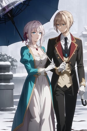 masterpiece, best quality, highres, (((violet evergarden)), braid, hair ribbon, red ribbon, jewelry, white ascot, brooch, blue jacket, long sleeves, mechanical hands, white dress, long dress, , (reaching out:1.2), outstretched arm

vibrant colors,blue,detailed rain drops

(((anime girl with blue eyes holding an umbrella in the rain))), alya, detailed digital anime art, anime style like fate/stay night, fate grand order, epic light novel art cover, clean detailed anime art, epic light novel cover art, fate / stay night, detailed key anime art, light novel cover art, alice x. zhang,1 girl,

a woman holding an umbrella in the snow, alya, streaming on twitch, stunning character art, violet evergarden, inspired by Kazimierz Wojniakowski, frida, ultramarine, walking toward you, queen of longing, steampunk aesthetic