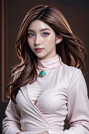 (Realistic, Photorealistic: 1.37), labcoat, white coat, K-Pop idol, ((highest quality)), ((intricate details)), ((surrealistic)), absurd resolution, 18 years old, young , sexy woman, point view, highly detailed illustration, one girl, medium breasted, perfect hands, detailed fingers, beautifully detailed eyes, medium long hair, brown eyes, (turtleneck: 1.2), tight skirt, Detailed background, choker, perfect eyes, enchanting eyes, looking. Viewed from the front,Sugar babe ,Attractive Vietnamese Girl,3DMM