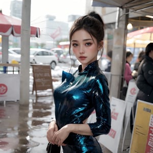 (glamour1.3) photo of a beautiful young happy woman with messy_ponytail, in a snowy petal festival setting with food stalls, yuzu, BREAK wearing Suits andoop earrings, BREAK (blush, blemishes:0.6), (goosebumps:0.5), subsurface scattering, iridescent eyes, detailed skin texture, hourglass body shape, textured skin, realistic dull skin noise, visible skin detail, skin fuzz, dry skin, petite, remarkable color, (photorealistic:1.3), fullbody, dramatic lighting, golden_ratio, rule_of_thirds, Fujicolor_Pro_Film,1 girl,slender body
