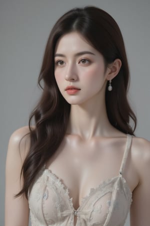 Beautiful, soft light, (beautiful and delicate eyes), very detailed, pale skin, big smile, (long hair), dreamy, medium chest, female 1, ((front shot)), bangs, soft expression, height 170, elegant , Bright smile, 8k art photo, photorealistic concept art, realistic, person, small necklace, small earrings, fantasy, jewelry, shyness, dreamy soft image, masterpiece, ultra high resolution, skirt, shirt, jacket, color , (both eyes (winds gently), (raises head slightly and looks immersed in happy thoughts),colorful