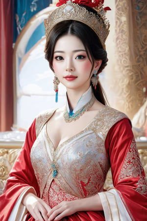 Masterpiece, high quality, high resolution, portrait a queen in China in the 18th century with stylized features.. She is preparing for a sweet night with her husband. Truly Asian Beauty,1girl, supreme (brand) 