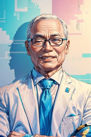A man 75 year old, Vietnamese, data scientist ,Wonder of Art and Beauty,Worldwide trending artwork