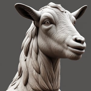 3D texture surrounding the statue of a goat, European style, 3D materials, grayscale, high quality, detail.,Enhance,photorealistic