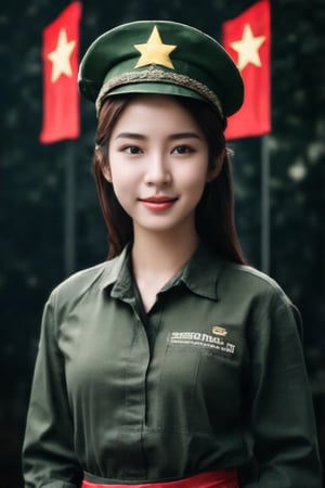 Masterpiece, high quality, high resolution, portrait festive style of young student in Vietnam war, dark period in the history of the country