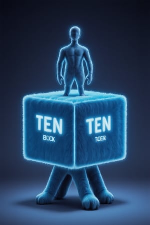 (((Cute cube-shaped creature))), We created a cute mascot with an eye-catching blue cube-shaped creature.
The word “TenTen”glowing in hologram style on the mascot
This mascot is inspired by the future, creativity, and electronics.Tenten