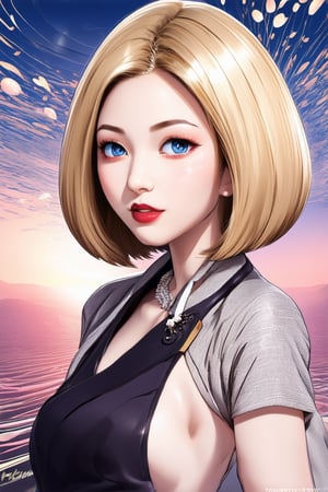 ((masterpiece, best quality, absurdities, (absurdresolution), high resolution, ultra detailed, high resolution, very fine 8KCG wallpapers)), shaded, crimson, wet lips, sensual face, realistic retinas, straight hair, Bob cut , blonde,Asian Best Face Ever, slim soft fabric coat,Enhance,Cartoon,Realistic Enhance