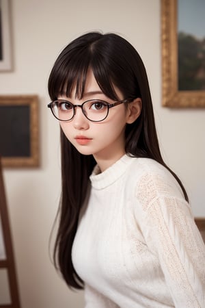 Young girl, 1'68 tall, weighs 58kg, white skin, wears glasses,Wonder of Art and Beauty