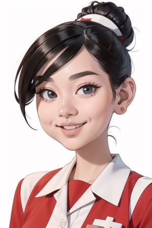 Masterpiece, high quality, 1girl, solo, wear nurse uniform, she look verry harsh, detail face to describe her personality,by the best artist,Caricature drawin style