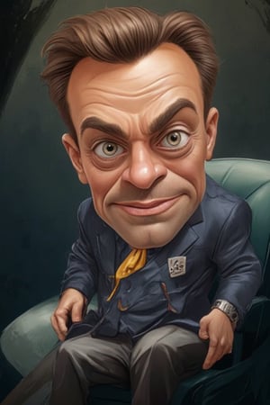 Caricature portrait Of a man, looks funny, big head. The.,luxury style,Perfect fashion,Portrait 