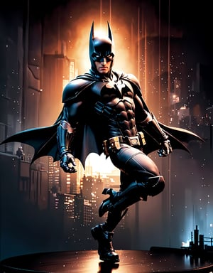 ((1 person)), Batman, small superhero, full body, chibi, 3D figure of Batman, Batman helmet, Batman in action, Great detail in the armor, Light details in the classic black armor, face detailed, beautiful eyes, official Batman uniform, Pose in action, dynamic pose, futuristic architecture, natural light at sunset, quality ((realistic)): 1.2), dynamic distance shooting, cinematic lighting, (In a children's room), (on a desk table), perfect composition, super detail, official art, masterpiece, (best) quality: 1.3), reflection, CG Unity 8K high resolution wallpaper, detailed background, masterpiece, (photorealistic): 1.2), random angle, side angle, chibi, full body, mikdef, imperial officer uniform, micro key chest,batman
