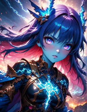 (Best quality), A (photographic shot (ultra Close up) (dynamic angle)) of a fantastic God girl, (Anime style), Ultra realistic lightning, hyper details textures, (hyper detailed skin), perfect HDR, 8k res.