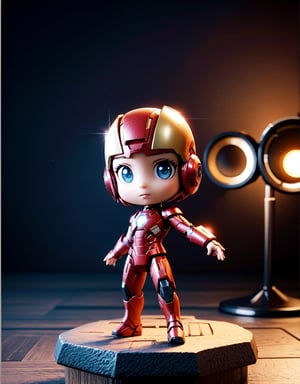 ((1 person)), Iron Man, small superhero, full body, chibi, 3D figure of Iron Man, Iron Man helmet, Iron Man's technological armor, Great detail in the armor, Light details in the futuristic armor, face detailed, beautiful eyes, official Iron Man uniform, Pose in action, dynamic pose, futuristic architecture, natural light at sunset, quality ((realistic)): 1.2), dynamic distance shooting, cinematic lighting, (In a children's room), (on a desk table), perfect composition, super detail, official art, masterpiece, (best) quality: 1.3), reflection, CG Unity 8K high resolution wallpaper, detailed background, masterpiece, (photorealistic): 1.2), random angle, side angle, chibi, full body, mikdef, imperial officer uniform, micro key chest