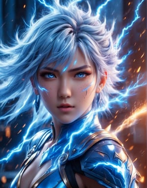 (Best quality), A (photographic shot (ultra Close up) (dynamic angle)) of a fantastic God girl, (Anime style), Ultra realistic lightning, hyper details textures, (hyper detailed skin), perfect HDR, 8k res.