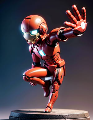 ((1 person)), Iron Man, small superhero, full body, chibi, 3D figure of Iron Man, Iron Man helmet, Iron Man's technological armor, Great detail in the armor, Light details in the futuristic armor, face detailed, beautiful eyes, official Iron Man uniform, Pose in action, dynamic pose, futuristic architecture, natural light at sunset, quality ((realistic)): 1.2), dynamic distance shooting, cinematic lighting, Tablet desktop, perfect composition, super detail, official art, masterpiece, (best) quality: 1.3), reflection, CG Unity 8K high resolution wallpaper, detailed background, masterpiece, (photorealistic): 1.2), random angle, side angle, chibi, full body, mikdef, imperial officer uniform, micro key chest