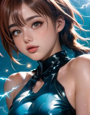 (Best quality), A (photographic shot Close up (dynamic angle)) of a fantastic God girl, (Anime style), Ultra realistic lightning, hyper details textures, (hyper detailed skin), perfect HDR, 8k res.