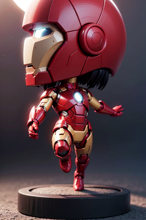 ((1 person)), Iron Man, small superhero, full body, chibi, 3D figure of Iron Man, Iron Man helmet, Iron Man's technological armor, Great detail in the armor, Light details in the futuristic armor, face detailed, beautiful eyes, official Iron Man uniform, Pose in action, dynamic pose, futuristic architecture, natural light at sunset, quality ((realistic)): 1.2), dynamic distance shooting, cinematic lighting, perfect composition, super detail, official art, masterpiece, (best) quality: 1.3), reflection, CG Unity 8K high resolution wallpaper, detailed background, masterpiece, (photorealistic): 1.2), random angle, side angle, chibi, full body, mikdef, imperial officer uniform, micro key chest