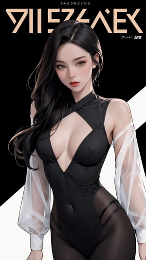 1girl, looking at viewer, thigh up body, sexy and elegant, black background, cutout clothing, hairstyle, cinematic composition, styled clothes,  ultra detailed, best quality, sharp focus, magazine cover, outline, 2D artstyle, htt,haohaoulz