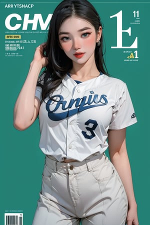 thigh up body, baseball girl, 1girl, looking at viewer, magazine cover, hairtied, hair ornament, baseball helmet, ultra detailed, profesional lighting, artstyle, green background, 


johyun, wyntracy, hine, hakil, htt, chimai, sim, yuong01, sana, QA, aespakarina, huondey,kn,jisoo, 