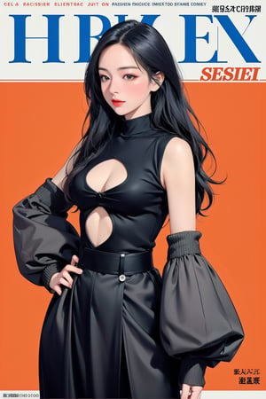 1girl, hip up, standing, looking at viewer, detailed clothes, styled cutout turtleneck body shirt, sleeveless, accurate color reproduction, best quality, magazine cover, jisoo,chimai,miyeon,aespakarina,hakil,QA,sim