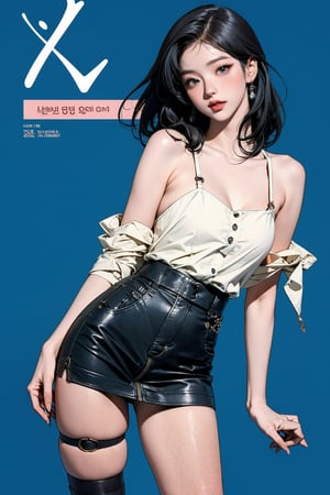 ((kpop idol girl, thigh strap, styled top, skirt,)) 1girl, thigh up, hairstyle, standing, looking at viewer, ultra detailed, profesional lighting, blue background, magazine cover

johyun, wyntracy, hine, hakil, htt, chimai, sim, yuong01, sana, QA, aespakarina, huondey,kn,jisoo,rosé