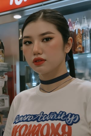 1girl, looking at viewer, styled shirt, choker, detailed clothes, profesional lighting, magazine cover, convenience store, soda cabinet, 7elenven, photorealistic, advertisement,

aespakarina, chimai,sim,hine,hakil,kn,Enhanced all