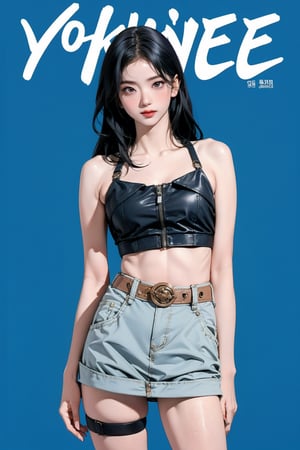 ((kpop idol girl, thigh strap, styled top, skirt,)) 1girl, thigh up, hairstyle, standing, looking at viewer, ultra detailed, profesional lighting, blue background, magazine cover

johyun, wyntracy, hine, hakil, htt, chimai, sim, yuong01, sana, QA, aespakarina, huondey,kn,jisoo,rosé