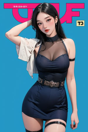 ((kpop idol girl, thigh strap, styled top, skirt,)) 1girl, thigh up, hairstyle, standing, looking at viewer, ultra detailed, profesional lighting, blue background, magazine cover

johyun, wyntracy, hine, hakil, htt, chimai, sim, yuong01, sana, QA, aespakarina, huondey,kn,jisoo,rosé