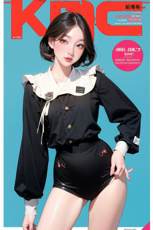 1girl, thigh up body, looking at viewer, styled clothes, sharp focus, magazine cover, coloful background, 2D artstyle, outline, 

chimai,hine,hakil,yuong01,johyun,sim,haohaoulz,kn,htt,minatw