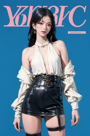 ((kpop idol girl, thigh strap, styled top, skirt,)) 1girl, thigh up, hairstyle, standing, looking at viewer, ultra detailed, profesional lighting, blue background, magazine cover

johyun, wyntracy, hine, hakil, htt, chimai, sim, yuong01, sana, QA, aespakarina, huondey,kn,jisoo,rosé