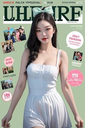 1girl, thigh up, looking at viewer, magazine cover, hairtied, hair bow, ultra detailed, profesional lighting, green background, 


johyun, wyntracy, hine, hakil, htt, chimai, sim, yuong01, sana, QA, aespakarina, huondey,kn,jisoo, 