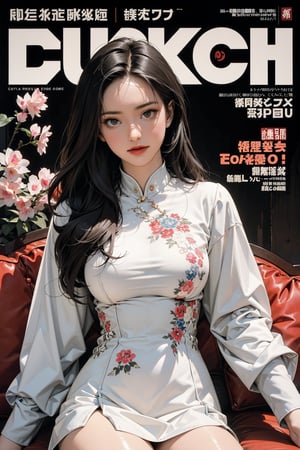 lust, mature, 1girl, thigh up body, looking at viewer, intricate clothes, shiny, professional lighting, different hairstyle, coloful, magazine cover, 2D manga artstyle,  shuhua,kn