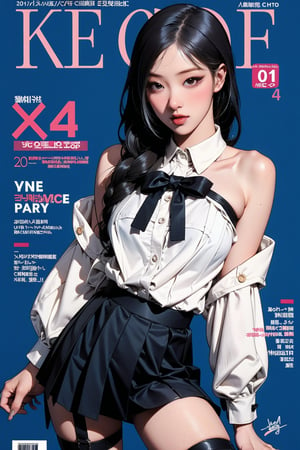 ((kpop idol girl, thigh strap, styled top, skirt,)) 1girl, thigh up, hairstyle, standing, looking at viewer, ultra detailed, profesional lighting, blue background, magazine cover

johyun, wyntracy, hine, hakil, htt, chimai, sim, yuong01, sana, QA, aespakarina, huondey,kn,jisoo,rosé