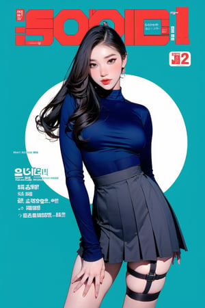 ((kpop idol girl, thigh strap,, styled turtle neck, color pleated skirt,)) 1girl, kneel up, hairstyle, standing, looking at viewer, ultra detailed, profesional lighting, blue background, magazine cover

johyun, wyntracy, hine, hakil, htt, chimai, sim, yuong01, sana, QA, aespakarina, huondey,kn,jisoo, 