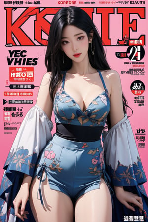 1girl, thigh up body, looking at viewer, intricate clothes, professional lighting, different hairstyle, coloful, magazine cover, light theme, kn,huondey,johyun