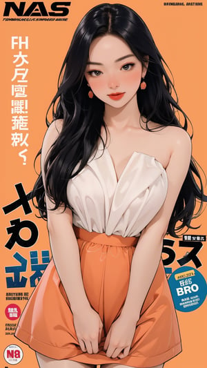 1girl, looking at viewer, thigh up body, stocking, earings, elegant, blush and lustful emotion, nsfw, orange background, hairstyle, styled clothes, cutout clothes, dynamic composition, ultra detailed, best quality, sharp focus, magazine cover, outline, 2D artstyle,aespakarina,htt,sim