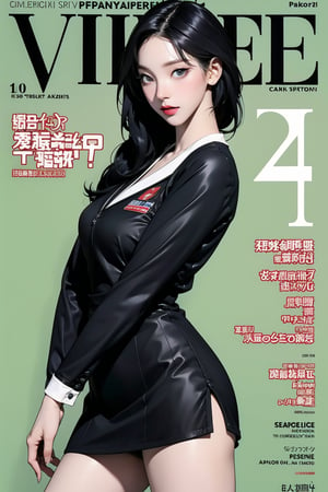 allure, 1girl, ((flight attendant outfit,)) thigh up body, styled detailed clothes, looking at viewer, sharp focus, magazine cover, green background,
chimai,aespakarina